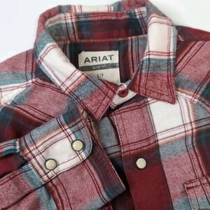 Ariat Retro Fit Flannel Men's Small Plaid‎ Hillsboro Pearl Snap Long Sleeve